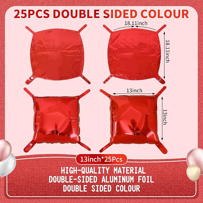 50 Pcs Square Foil Balloons 22 Inch Square Mylar Balloons, Metallic Square - Image 7