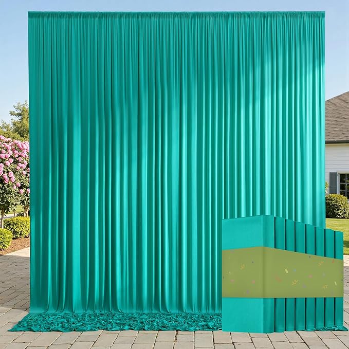 40ftx10ft Wrinkle Free Turquoise Backdrop Curtains by ENJOYYOURPARTY