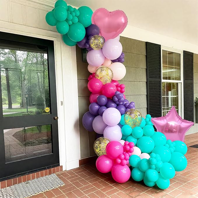Pink Purple Blue Balloons, 12 Inch Teal Blue Hot Pink Metallic Pearl Purple - Image 6