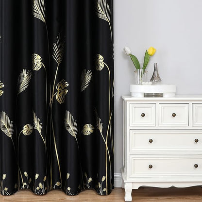 Black Blackout Curtains for Bedroom 90 Inches Long, Room Darkening Grommet - Image 2