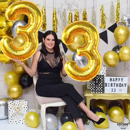 KatchOn 33 Balloon Numbers Gold 40 Inch | Gold 33 Number Balloon - Image 6
