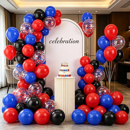 Zesliwy Red Blue Black Balloons Set, Party Decoration | Dark Royal Blue Black - Image 6