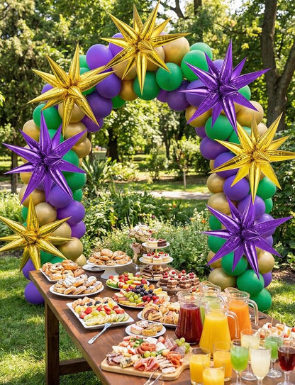 74 PCS Purple Gold Star Balloons Foil, 26 Inch Large Explosion Cone Balloons - Image 5