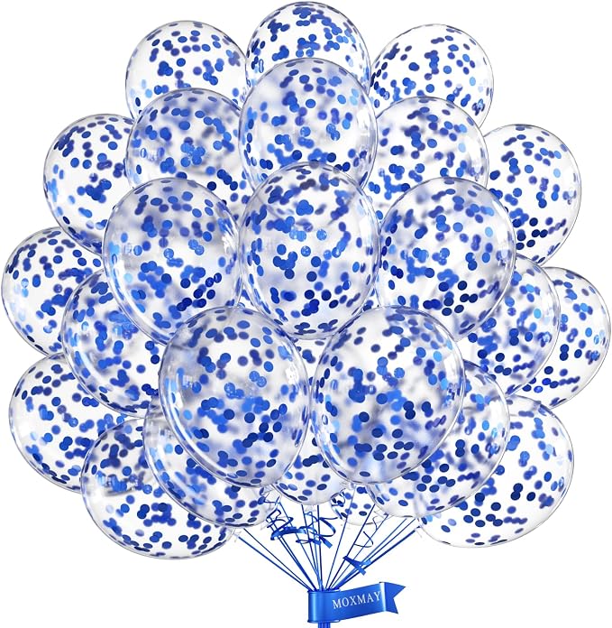 Blue Confetti Balloons 12 inch by MOXMAY