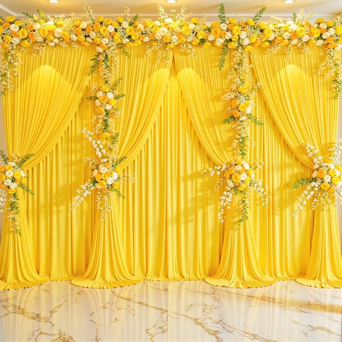 10 Panels Yellow Backdrop Curtains - Image 4