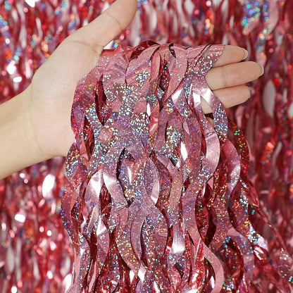 3 Pack 3.3 ft x 6.6 ft Tinsel Curtain -CYLMFC Rose Gold Birthday Backdrop by CYLMFC