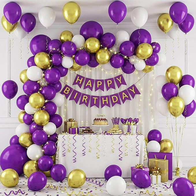 RUBFAC 135pcs Dark Purple Balloons, Latex Royal Purple Balloon Different Sizes - Image 5