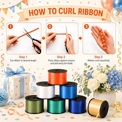 BEISHIDA 4 Pack 100 Yard Green Gold Curling Crimped Ribbon Balloon String - Image 3