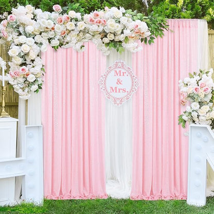 Pink Sequin Backdrop Curtains-2 Panels 2FTx8FT Pink Backdrop - Image 8