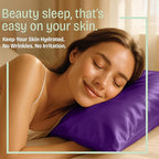 BLISSFORD Purple Satin Pillowcase with Zipper, for Hair and Skin Care, Feels Soft and Cool Like a Silk Pillowcase, Satin Pillow Cases 2 Pack, Slik Pillow Cover, Grape/Purple, Queen Size - Set of 2