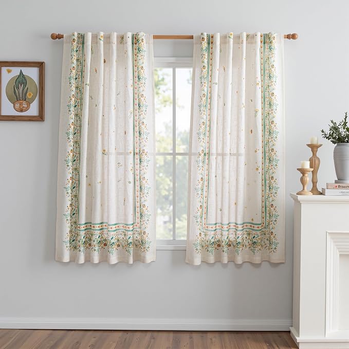 MYSKY HOME Boho Floral Curtains 72 inch by MYSKYHOME
