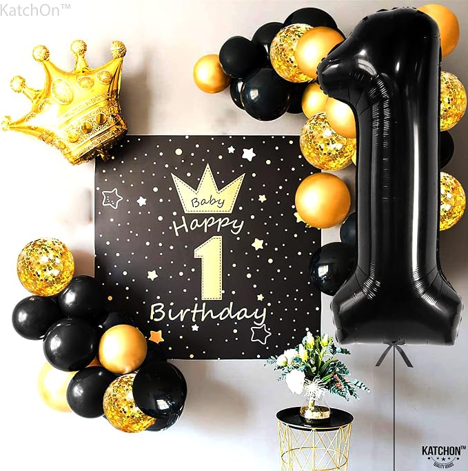 KatchOn Black Number 1 Balloon 40 Inch, Happy Birthday Balloon | Large Mylar - Image 6