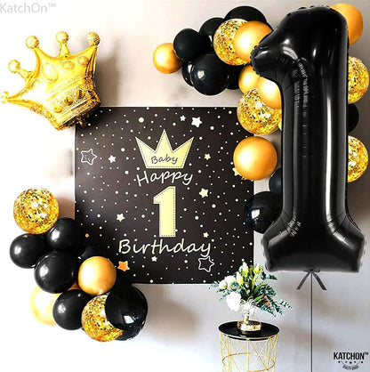 KatchOn Black Number 1 Balloon 40 Inch, Happy Birthday Balloon | Large Mylar - Image 6