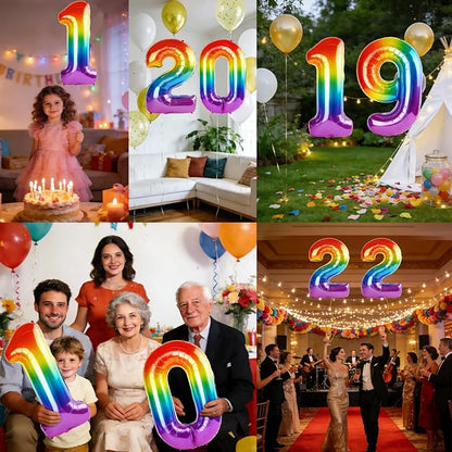 40 Inch Number 19 Balloons for 19th Birthday Party Decorations, 0-100 Rainbow - Image 7