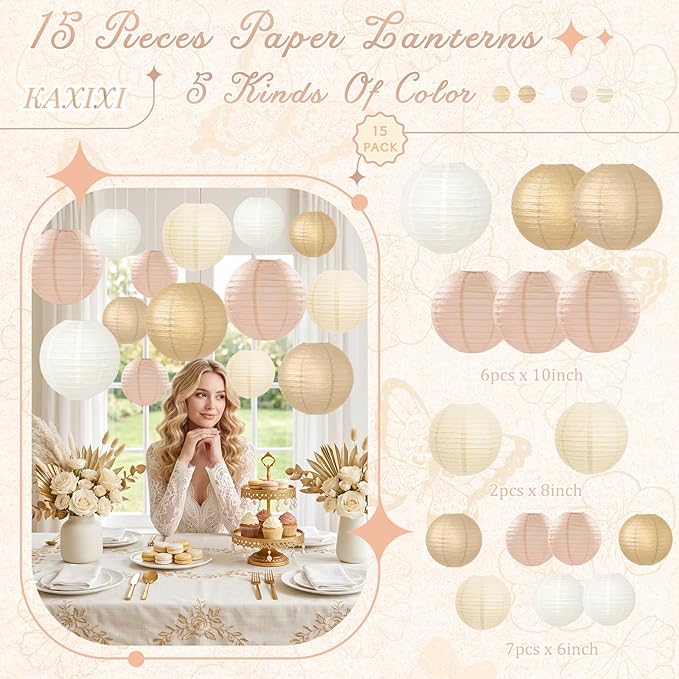 15 Pcs Boho Paper Lanterns - Image 2