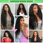 32 Inch 13x6 HD Transparent Deep Wave Lace Front Wigs Human Hair 200 Density Pre Plucked Deep Wave Wig Glueless Wigs Human Hair Lace Frontal Wigs 12A Curly Human Hair Wig for Women