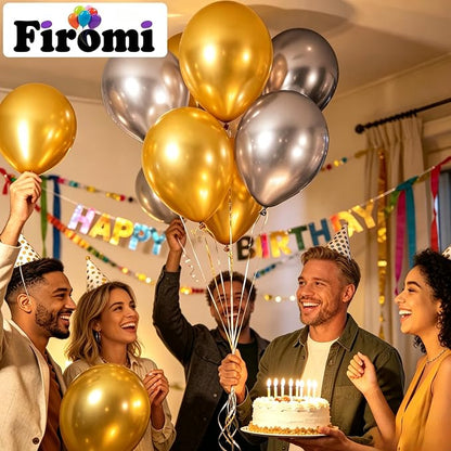 Firomi Metallic Chrome Gold Balloons 12-inch 100 Pack | Thicken Shiny Helium - Image 6