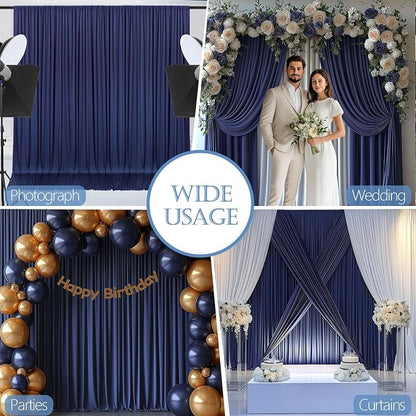 ESGOTBME 30x10ft Wrinkle Free Navy Blue Backdrop Curtain - Image 3