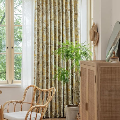 SUOUO Brown Floral Blackout Curtains - Image 3