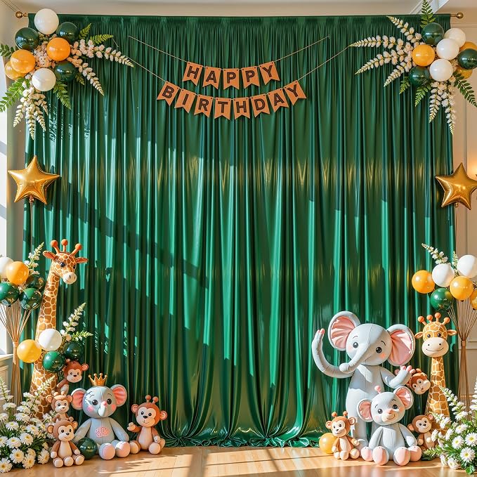 20x10ft Dark Green Glitter Backdrop Curtain - Image 5