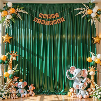 20x10ft Dark Green Glitter Backdrop Curtain - Image 5
