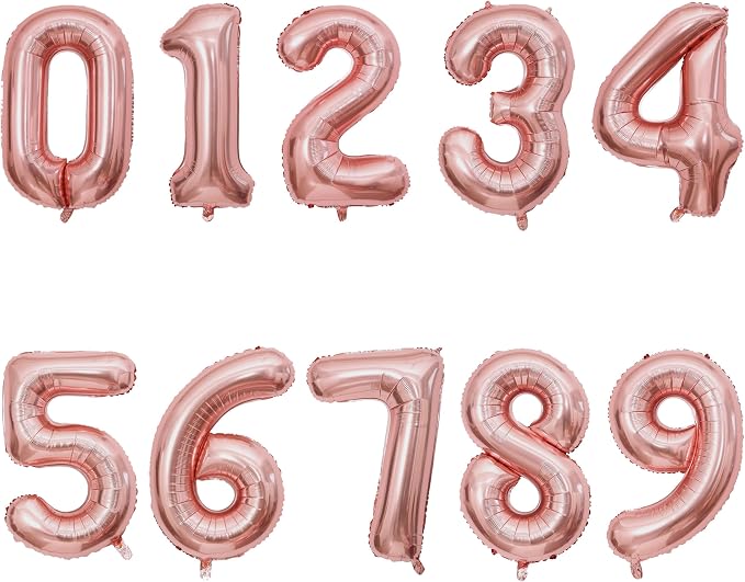 2 Set 20 Pcs Number Balloons 16 Inch Rose Gold 0-9 Number Mylar Foil Balloons by Unknown