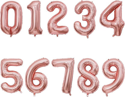 2 Set 20 Pcs Number Balloons 16 Inch Rose Gold 0-9 Number Mylar Foil Balloons by Unknown