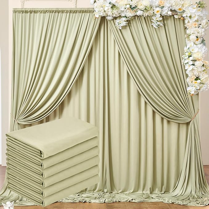 30 ft x 10 ft Wrinkle Free Light Green Backdrop Curtain by Outpain