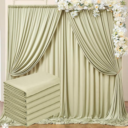 30 ft x 10 ft Wrinkle Free Light Green Backdrop Curtain by Outpain
