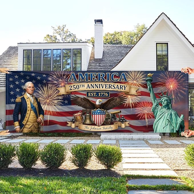 Personalized 250 Years of Freedom USA Banner 1776-2026, Patriotic American - Image 6