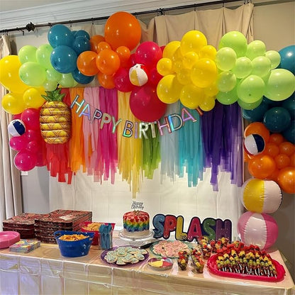141 Pcs Rainbow Neon Balloon Arch Kit, Hot Pink Lime Green Orange Slate Blue - Image 3