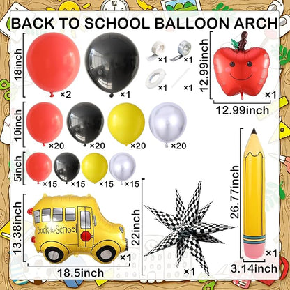 151Pcs Back to School Balloon Arch Garland Kit | School Bus Pencil Apple - Image 2
