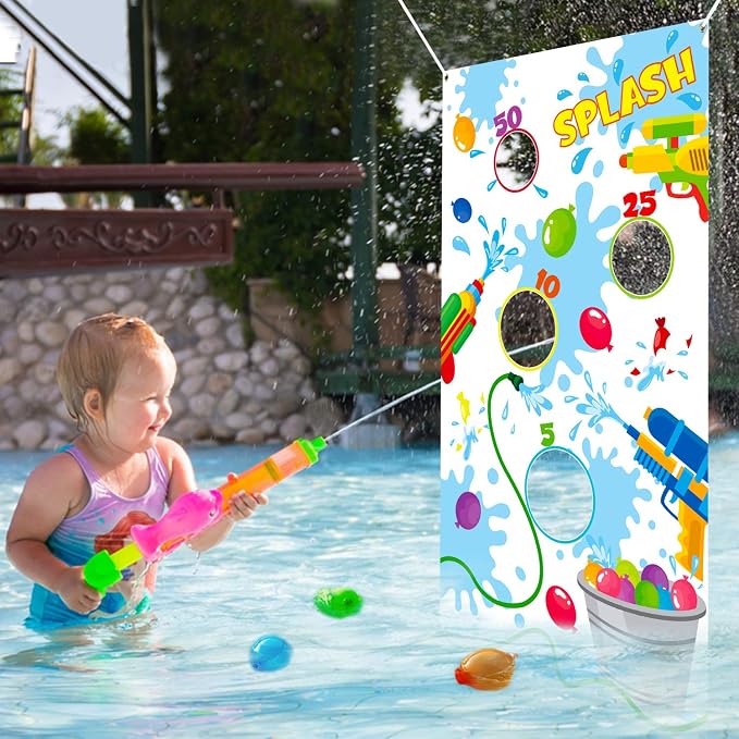 Toss Game Banner for Water Balloons, 4 Score Holes Shooter Target for Water Gun - Image 5