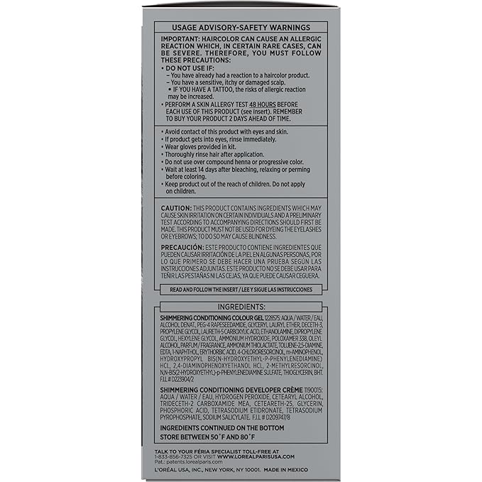 L’Oreal Paris Feria Multi-Faceted Shimmering Permanent Hair Color, Smokey Silver, Pack of 1 Hair Dye Kit