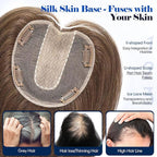 HAIRCUBE Hair Toppers For Women With Thinning 5"*5" Large Base Real Hair Toppers For Women, 14 Inch For Hand-Woven, 60g, Silk, Natural, realistic, Use Daily, Hairloss, Brown, No Bangs