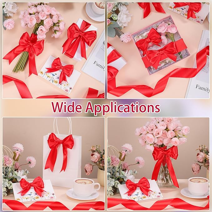 woric Red Satin Ribbon 1.5 Inch 60 Yards - Image 5