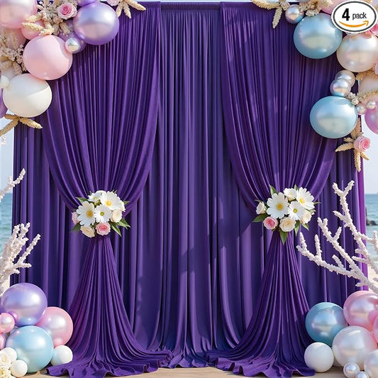 20×14 ft Purple Wrinkle Free Backdrop Curtain, Soft Silky Polyester Wedding by ENJOYYOURPARTY