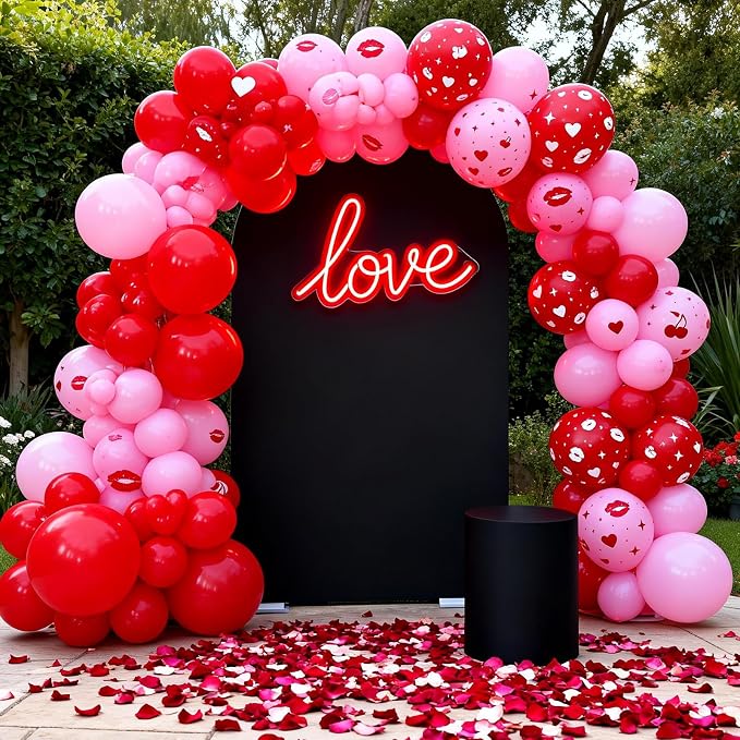 Red Pink Printed Balloons, Light Pink and Red Lip Kiss Cherry Printing Balloons - Image 6