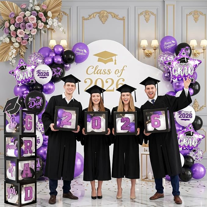 Graduation Decorations Class of 2026-Purple and Black Graduation Party - Image 5