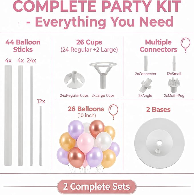 Pastel Pink Balloon Column Kit Set of 2 - Image 2