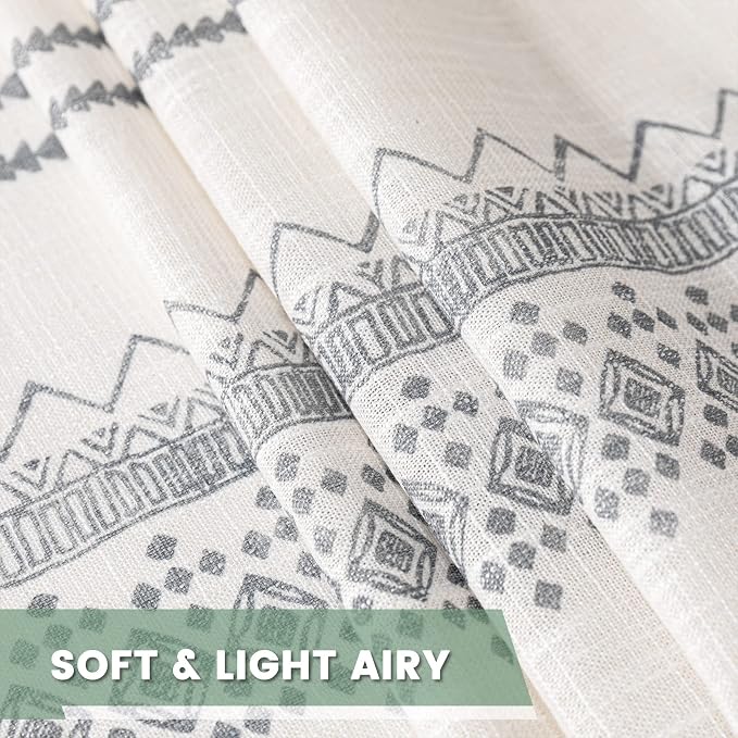 Light Filtering Curtains 95 Inches Long Boho Cotton Curtains - Image 5