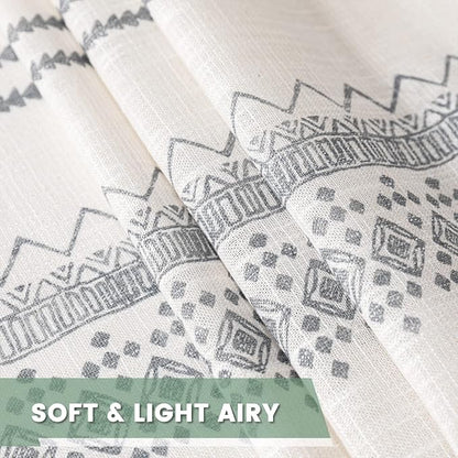 Light Filtering Curtains 95 Inches Long Boho Cotton Curtains - Image 5