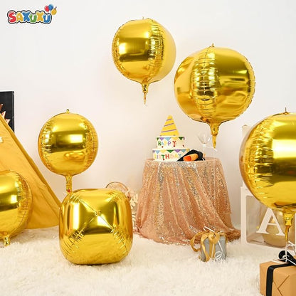 Gold Balloons Foil, 22 Inch Golden Round Ball Balloons, Large Metallic Balloon - Image 9