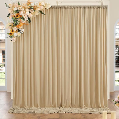 10ft x 10ft Wrinkle Free Champagne Backdrop Curtains - Image 6