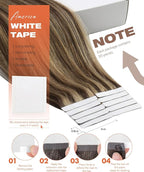 Sunny Hair Tape in Hair Extensions Real Human Hair Invisible Remy Hair Extensions Tape ins for Women Dark Brown Highlight Caramel Blonde 20 inch 20Pcs 50G