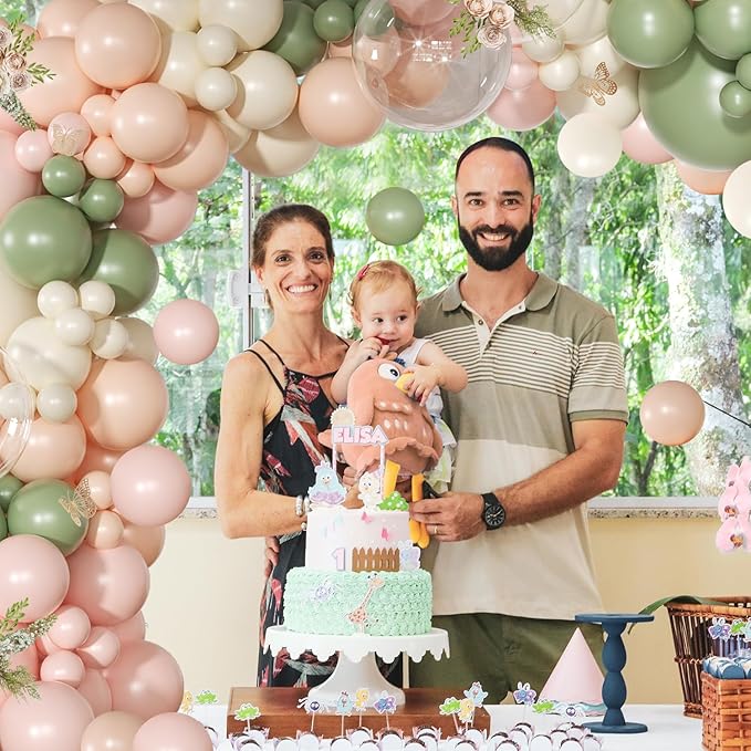 Pink Green Balloon Arch Kit, Baby Shower Birthday Decor | 131Pcs Dusty Pink - Image 4
