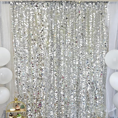 9FTx10FT Silver Sequin Backdrop 1 Panel, 18MM Large Payette Sequins Backdrop - Image 2