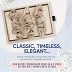 Blissy Silk Scrunchies (3 Pack) - 100% Pure Mulberry Silk - 22 Momme 6A High-Grade Fibers Scrunchie for Straight & Curly Hair - Preventing Breakage, Tangling, & Creasing (Champagne Skinny)