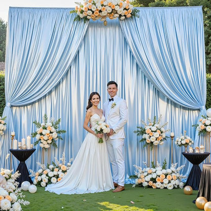 10x10 ft Blue Glitter Backdrop Curtain - Image 5