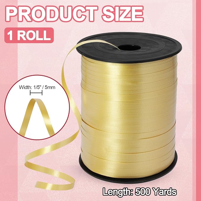 Luomorgo Gold Curling Ribbon, 500 Yards/1 Roll Balloon Ribbon | Plastic Thin - Image 3